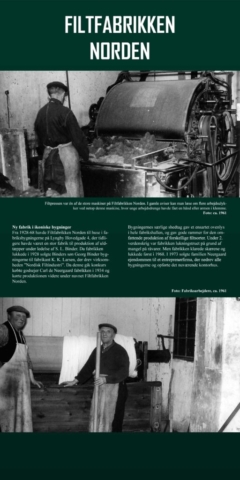 Gulvskilt til udstilling om industriens historie i Lyngby-Taarbæk Kommune