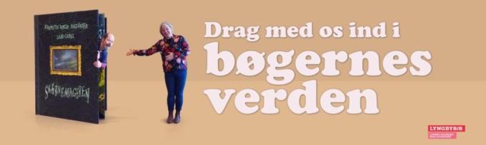 Fotomanipulation af kvinde og mand ved stor bog