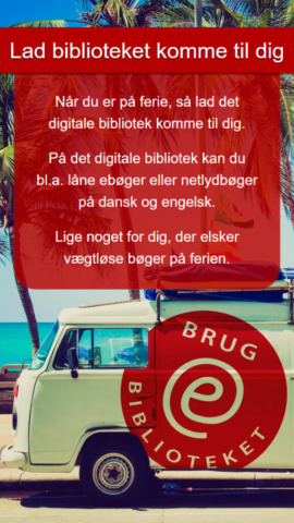 Skærmplakat med reklamer for online databaser med fokus ebøger og netlydbøger