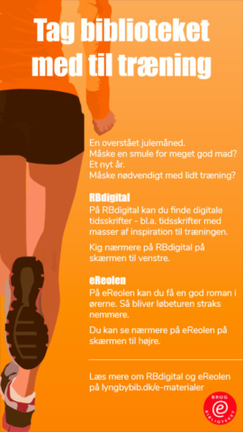Skærmplakat med reklamer for online databaser med fokus på ebøger og tidsskrifter