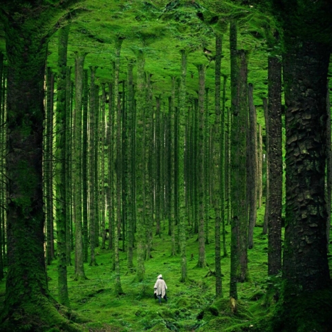 Fotomanipulation surrealistisk skov